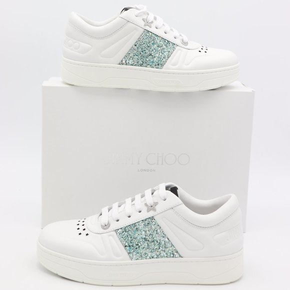 Jimmy Choo Shoes - NIB Jimmy Choo Hawaii Leather Glitter Stripe Trainers Sneakers Shoes